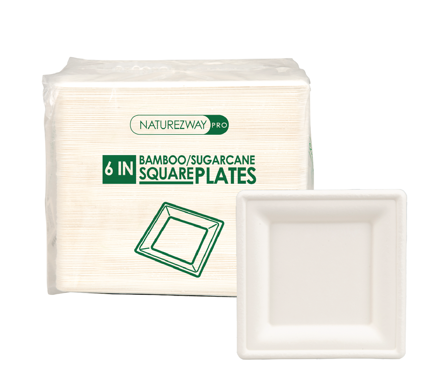 Eco-Friendly 125 PACK 6” Inch Square Bamboo Plates – Compostable & Sustainable