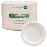 (125 Pack) 7" Inch Bamboo Round Plates