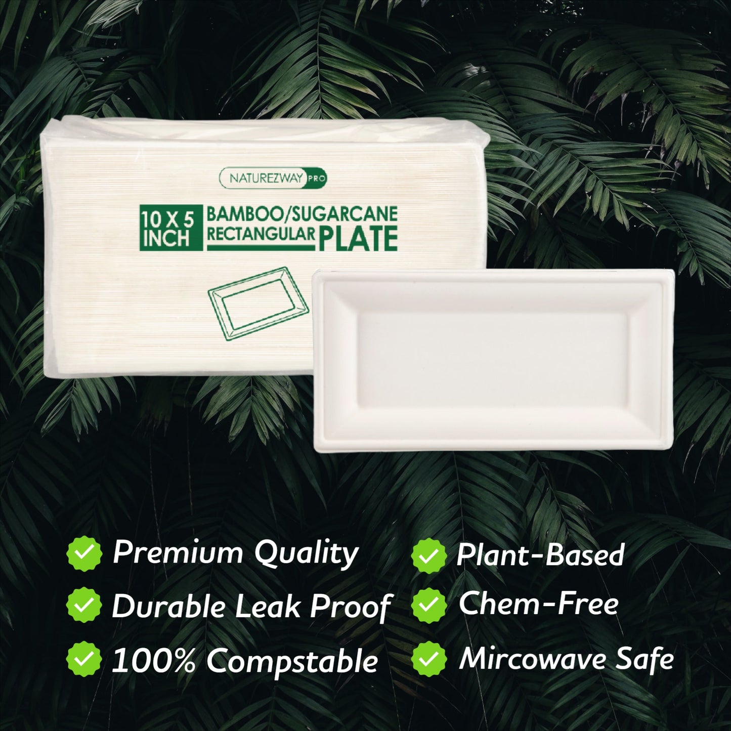 Eco-Friendly 125 PACK 10”x 5” Inch Sushi Plates – Compostable & Sustainable