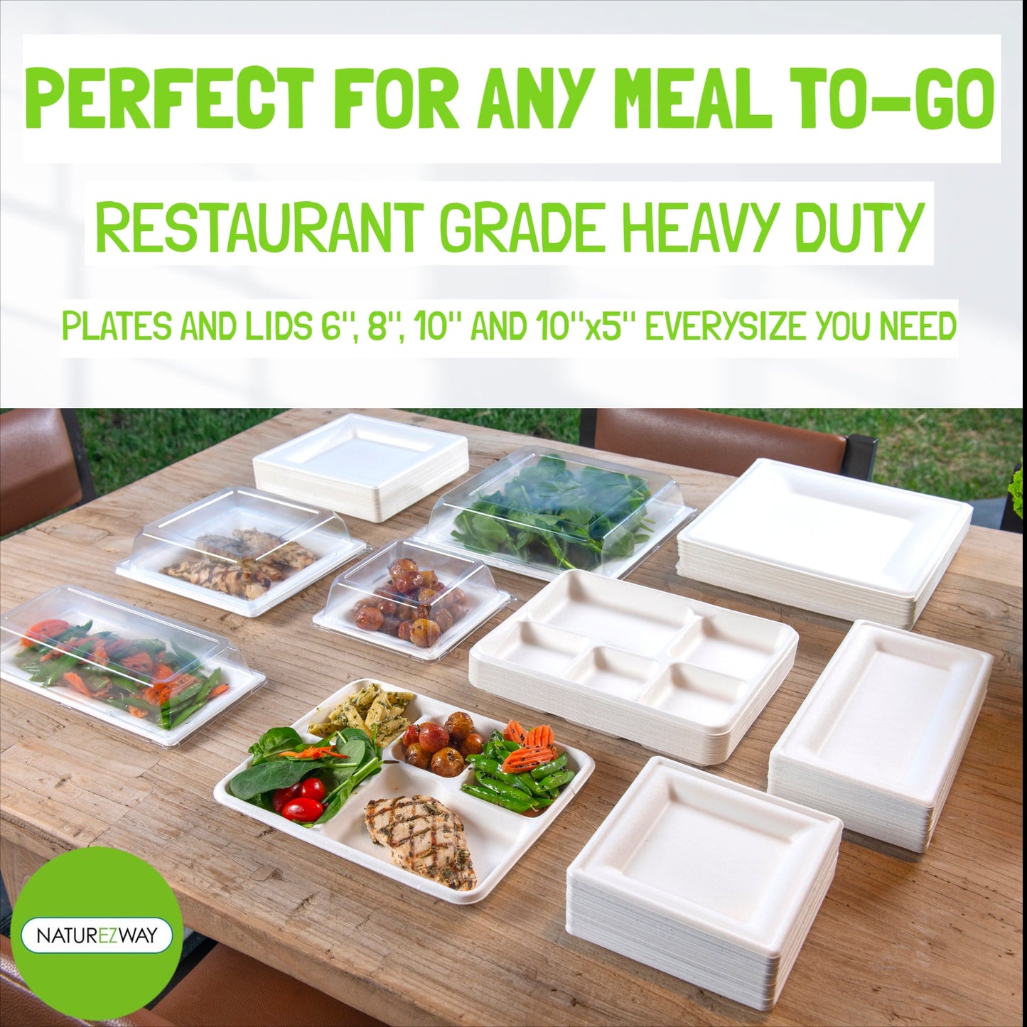 Eco-Friendly 125 PACK 6” Inch Square Bamboo Plates – Compostable & Sustainable