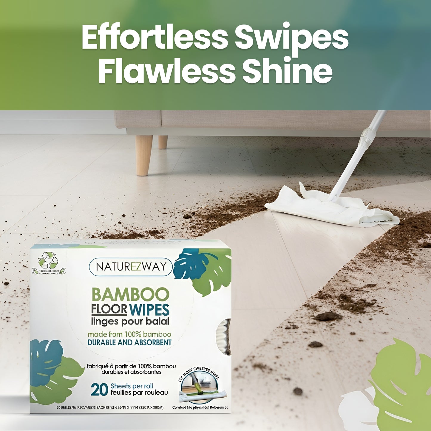 Eco-Friendly 1 Box 20 Wipes Dry Floor Wipes β Durable & Sustainable