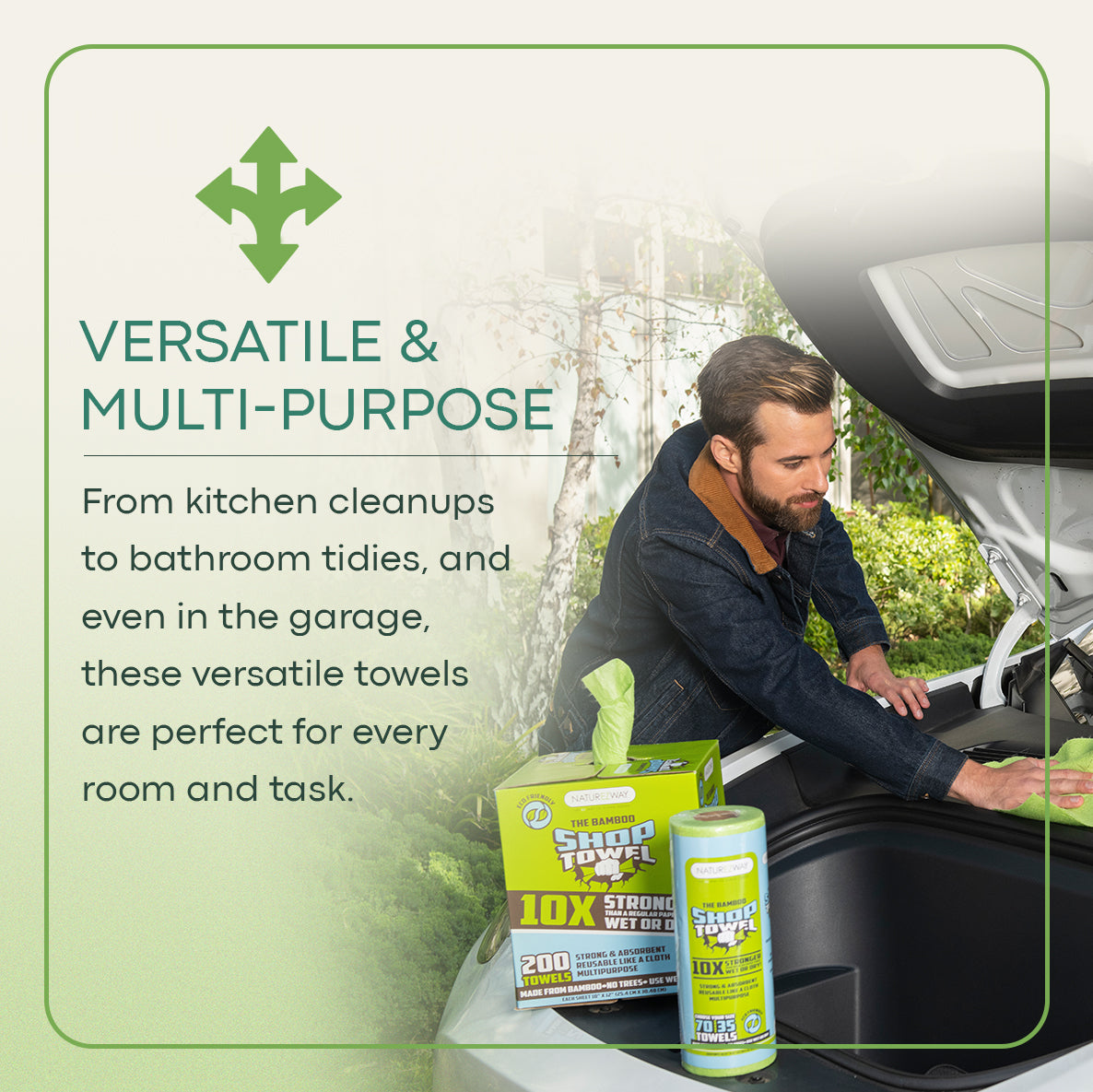 Eco-Friendly Bamboo Disposable Shop Towels Single Roll Multi purpose, Durable, and Reusable, Planet friendly, Ultra Absorbent – Compostable & Sustainable