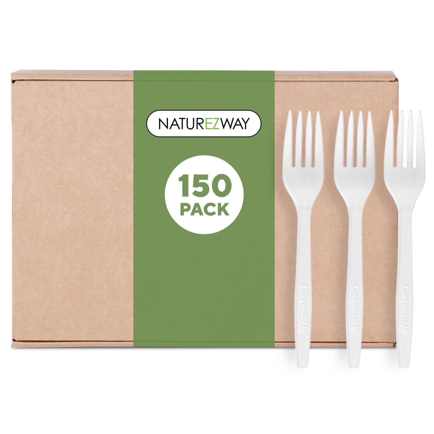 Eco-Friendly 100% Compostable Forks 150 Pack – Eco Friendly Disposable Utensils – Compostable & Sustainable