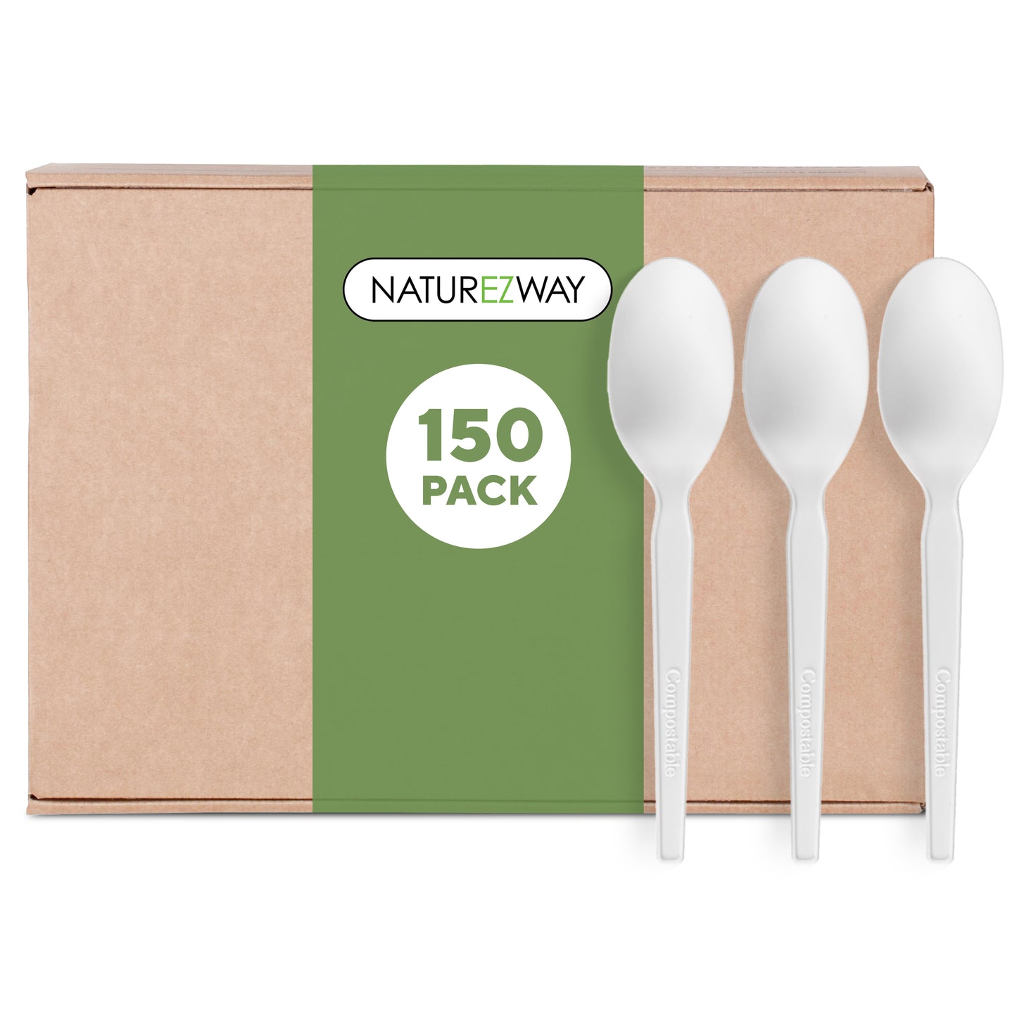 Eco-Friendly 100% Compostable Spoons – 150 Pack | Eco Friendly Disposable Utensil Set – Compostable & Sustainable