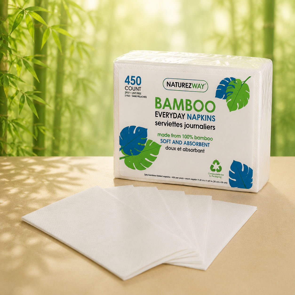 Compostable Bamboo Napkins for Eco-Friendly Events