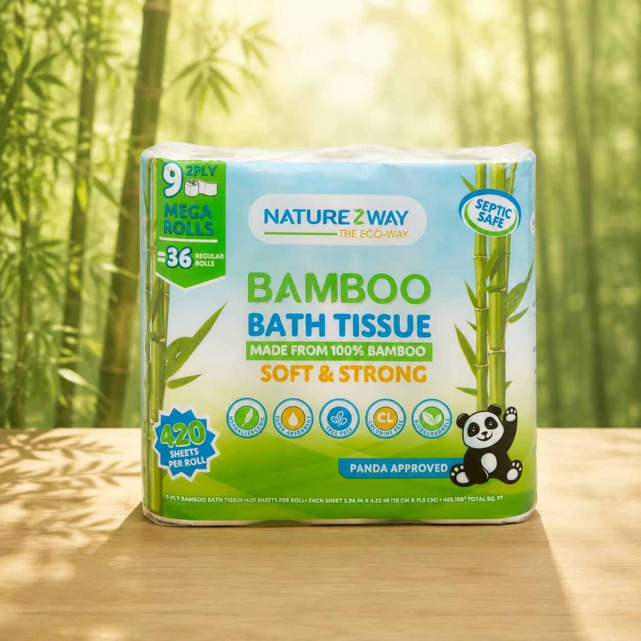 Eco-Friendly 2-Ply Toilet Paper – Compostable Bamboo Tissue Rolls