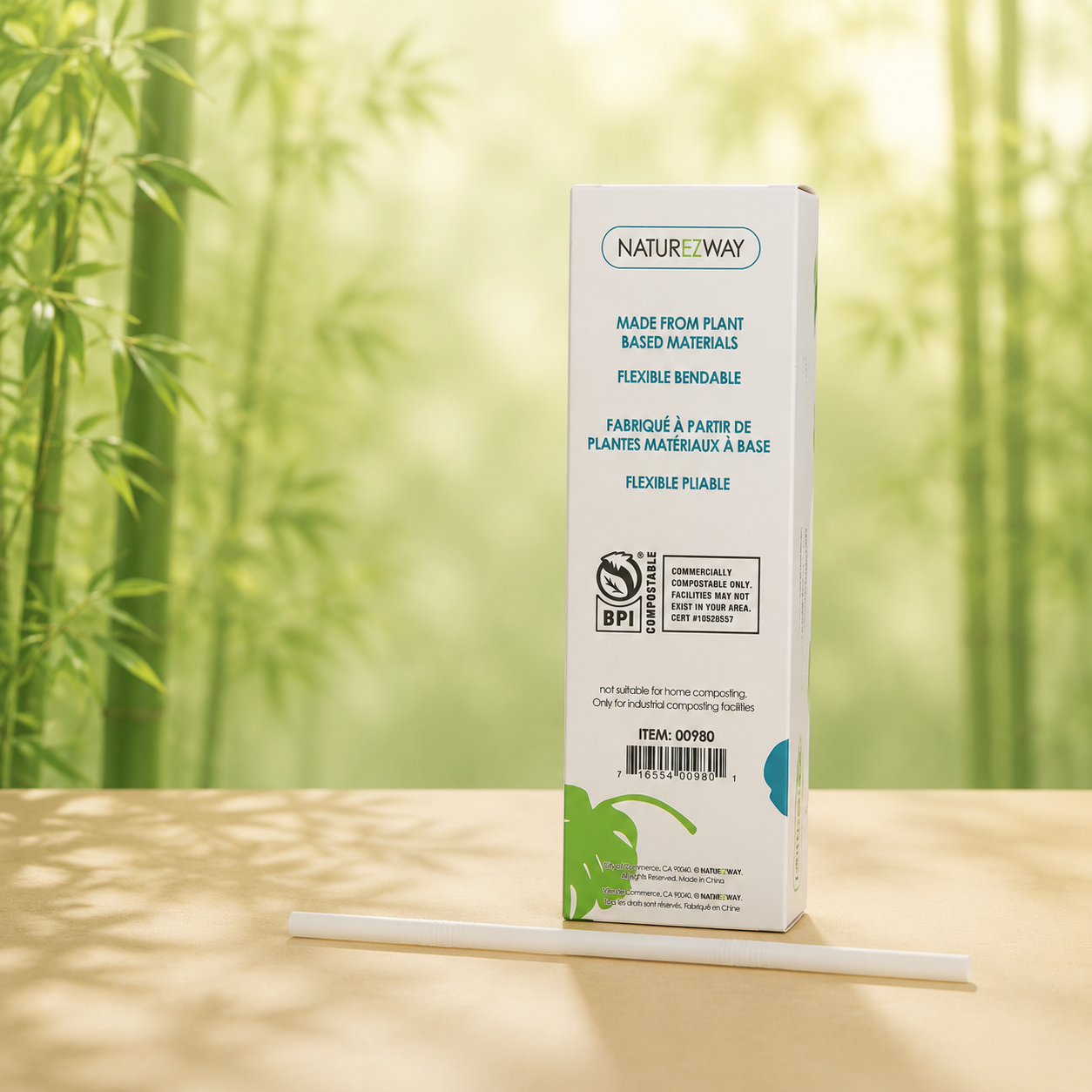 Eco-Friendly 50 PACK Compostable Flexible Straws – Compostable & Sustainable