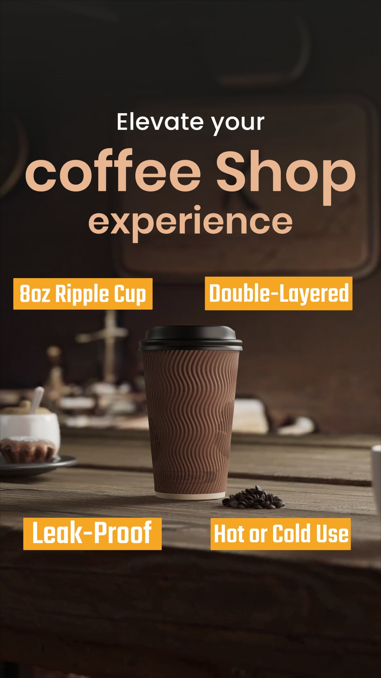 Eco-Friendly 25 PACK 8 oz. Ripple Double Sleeved Hot Cups – Compostable & Sustainable