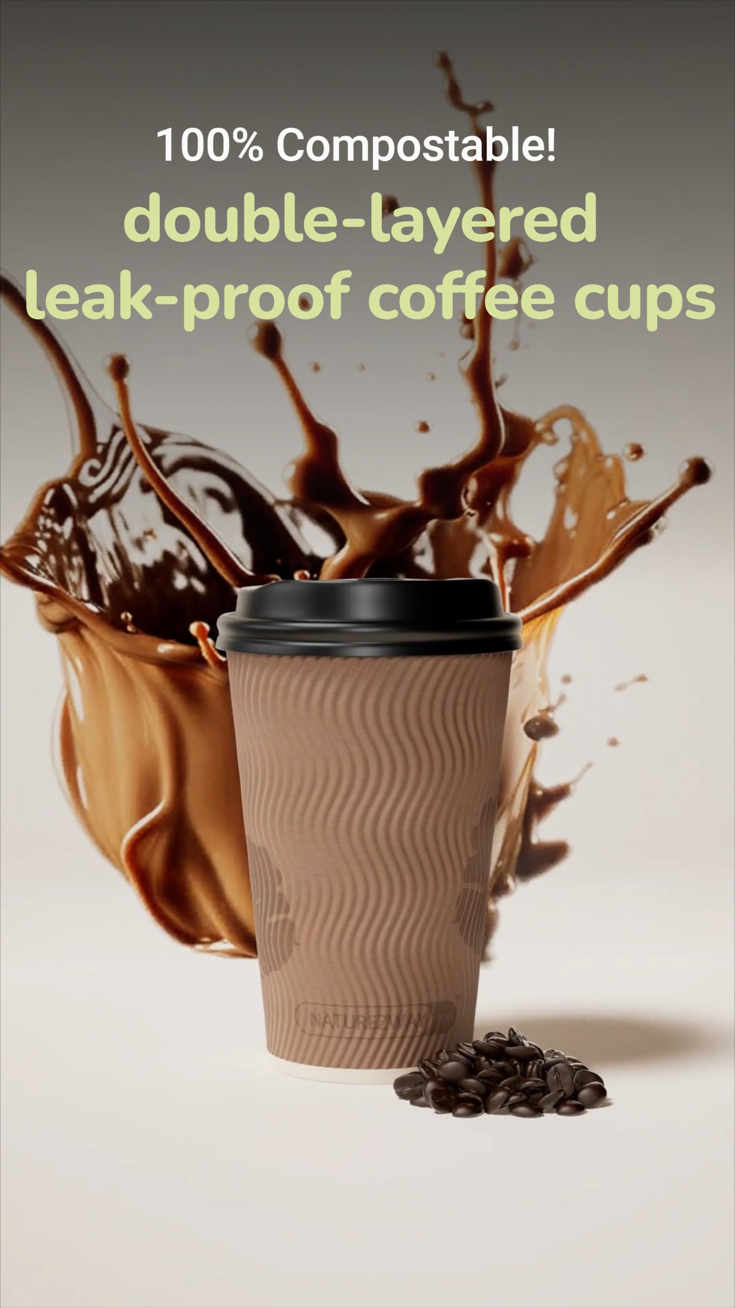 Eco-Friendly Naturezway 12 oz. Compostable Bamboo Ripple Hot Cups – 96 Pack | Eco Friendly & Insulated – Compostable & Sustainable