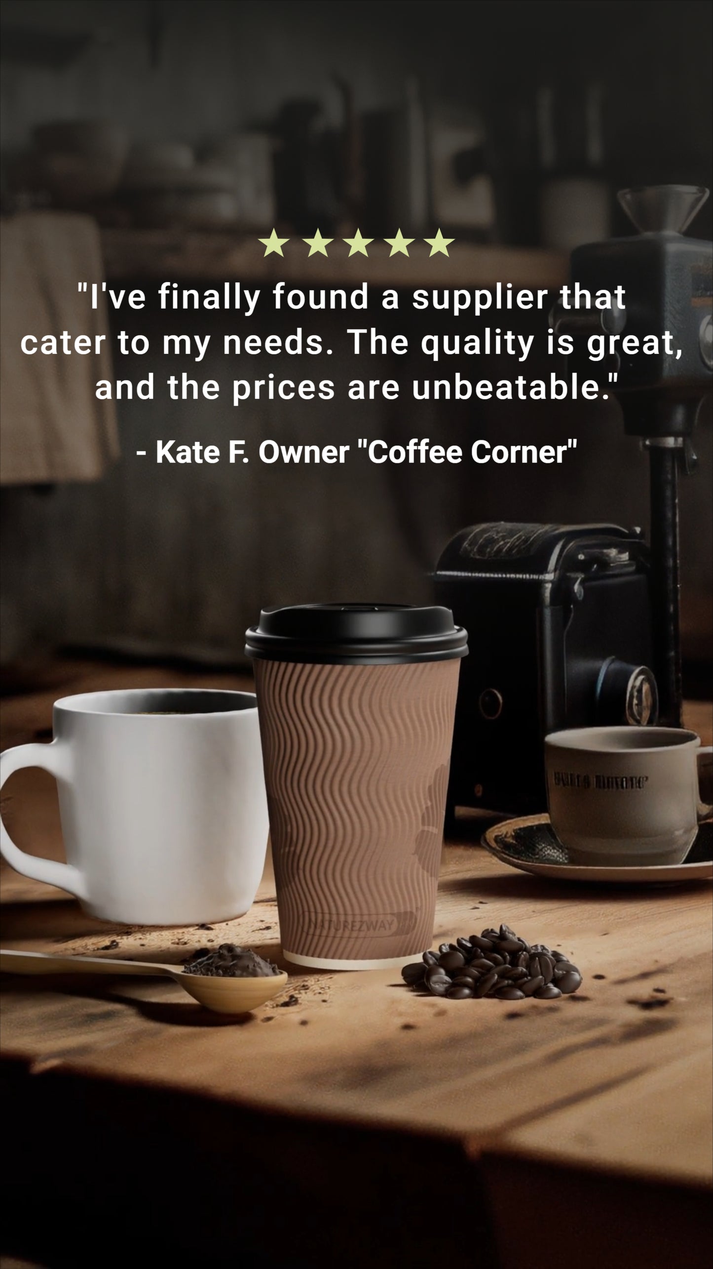 Eco-Friendly Naturezway 12 oz. Compostable Bamboo Ripple Hot Cups – 96 Pack | Eco Friendly & Insulated – Compostable & Sustainable