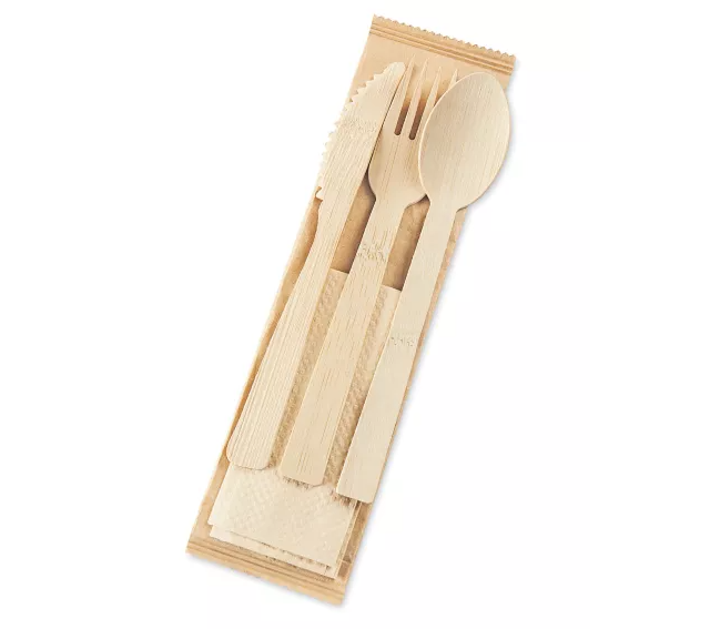 Eco-Friendly 100 PACK Utensil Sets Forks/Knives/Spoons & Napkin – Compostable & Sustainable