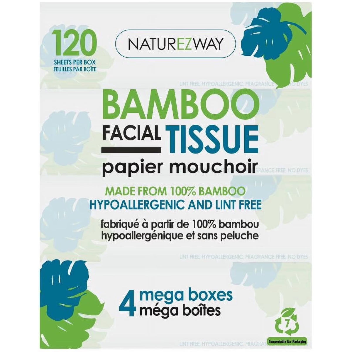 NatureZway Bamboo 2-Ply Facial Tissue (32 Pack) - Ultra-Soft, Eco-Friendly, Tree-Free, Hypoallergenic & Sustainable