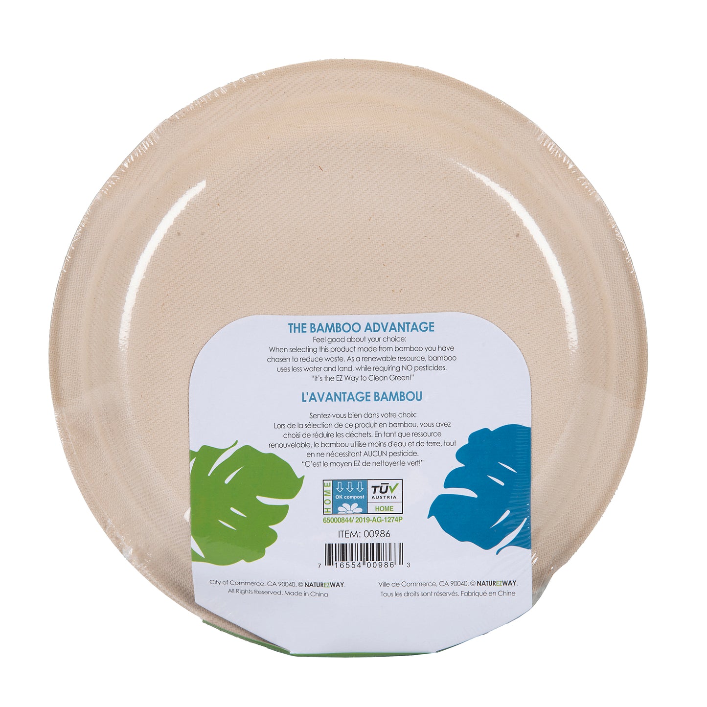Eco-Friendly 20 PACK 9" Inch Bamboo Round Plates – Compostable & Sustainable