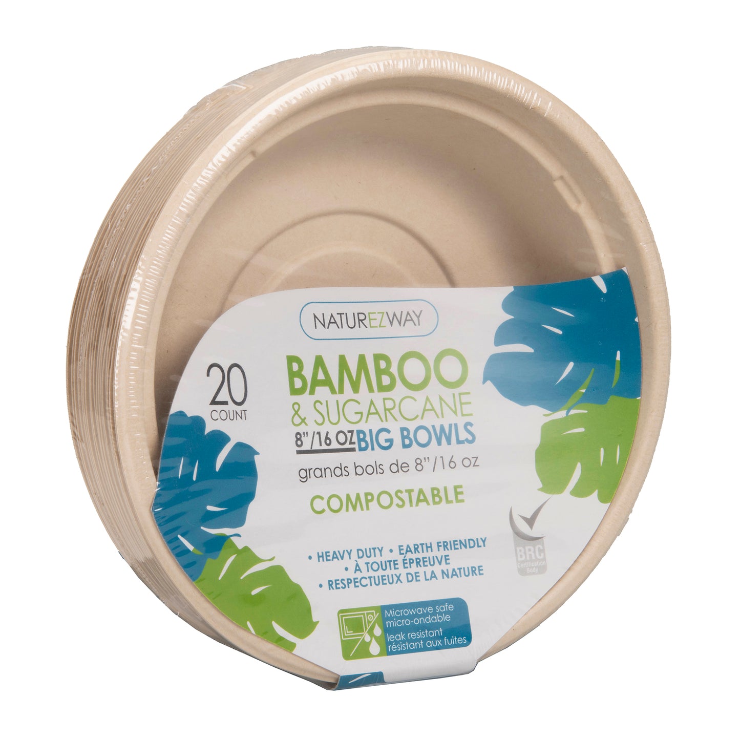Eco-Friendly 20 PACK 8" Inch Bamboo 16 OZ. Round Bowls – Compostable & Sustainable
