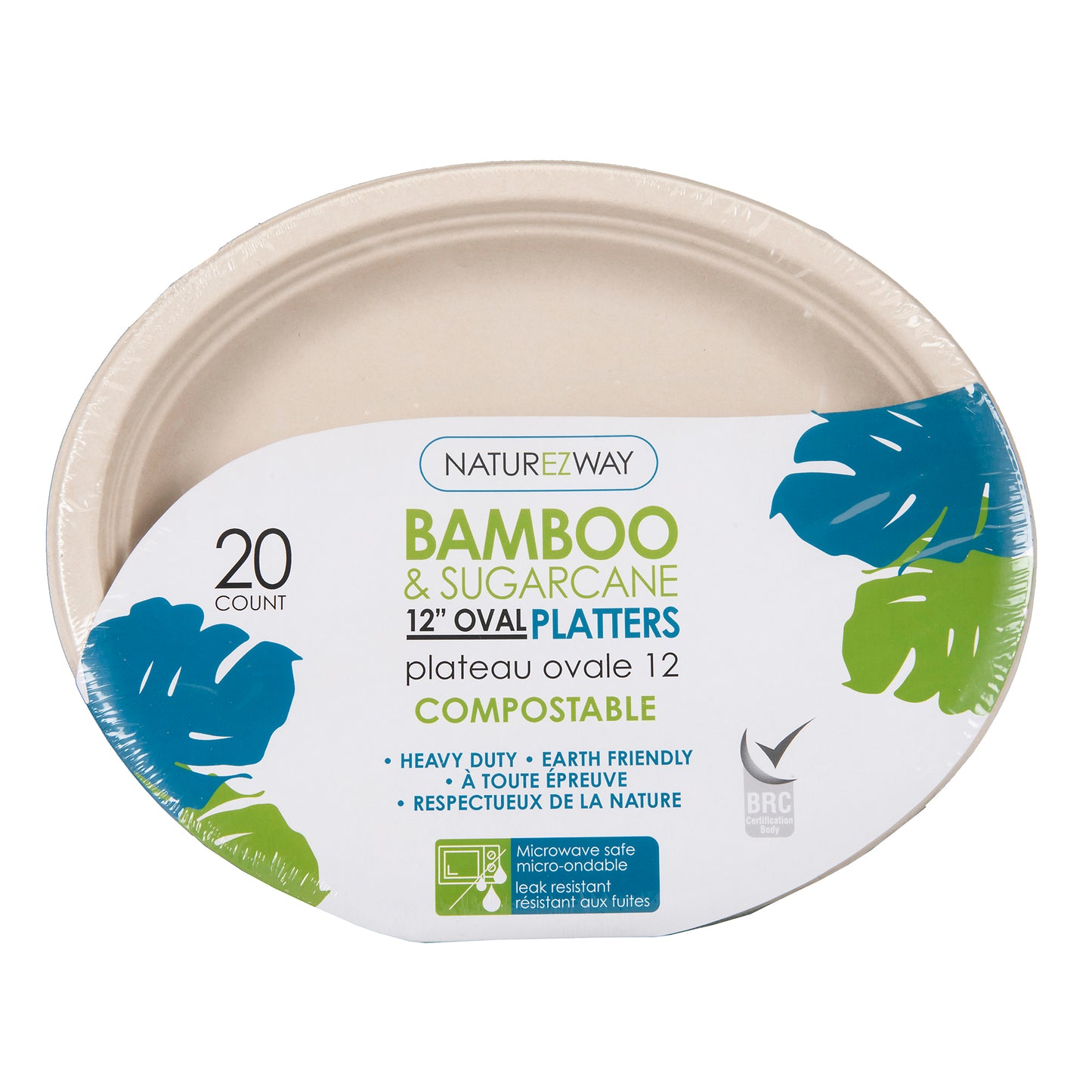 Eco-Friendly 20 PACK 12" Inch Bamboo Oval Platters – Compostable & Sustainable