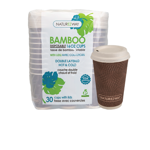Eco-Friendly Hot Cups With Lids 30 PACK 16 oz. Double Layered For Hot Drinks – Compostable & Sustainable