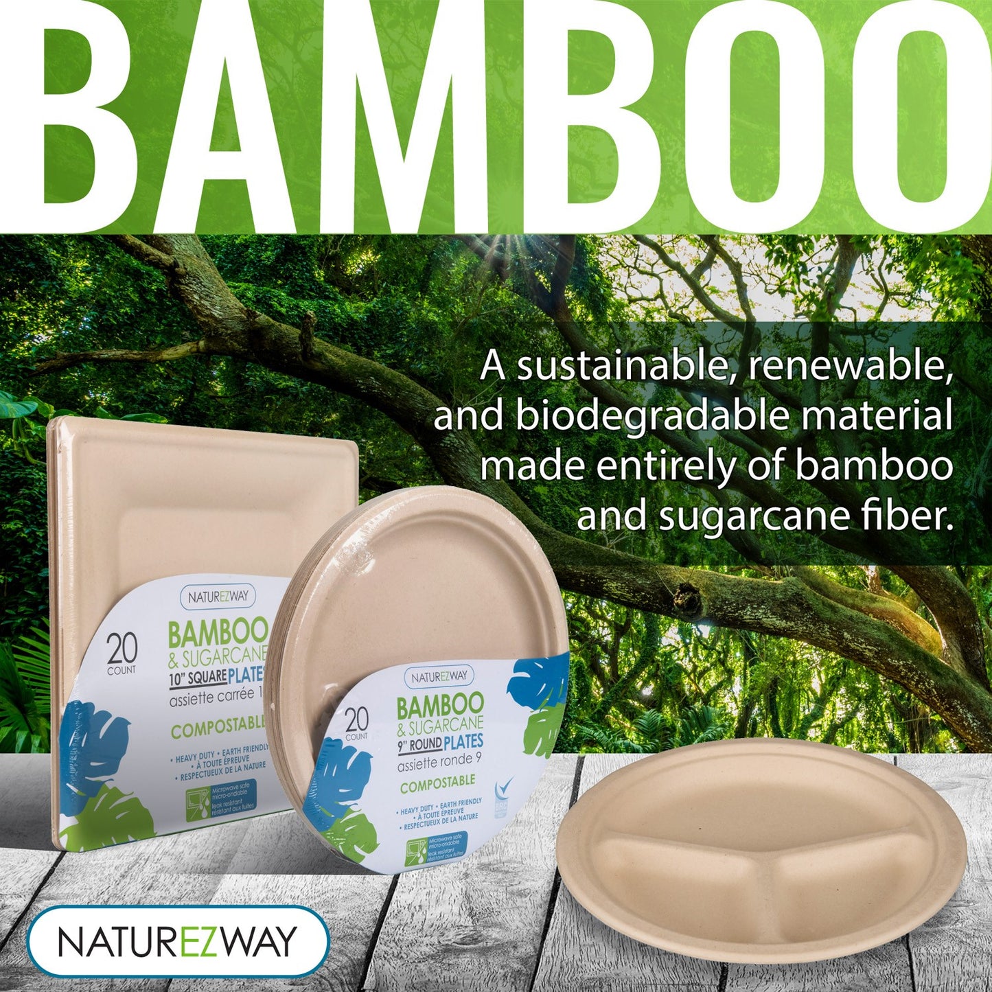 Eco-Friendly 20 PACK 12" Inch Bamboo Oval Platters – Compostable & Sustainable