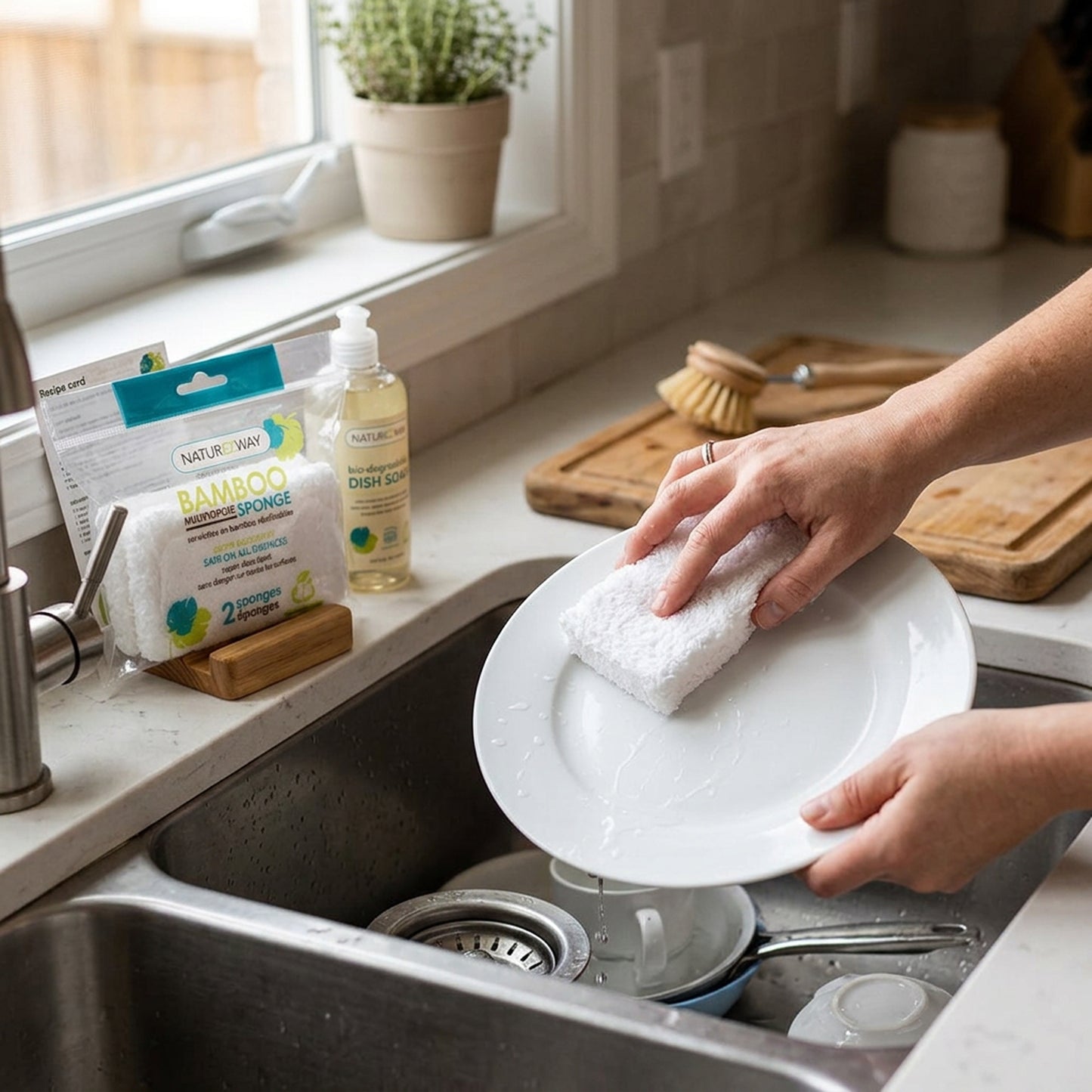 Reusable Bamboo Cleaning Sponges – Eco-Conscious Household Use