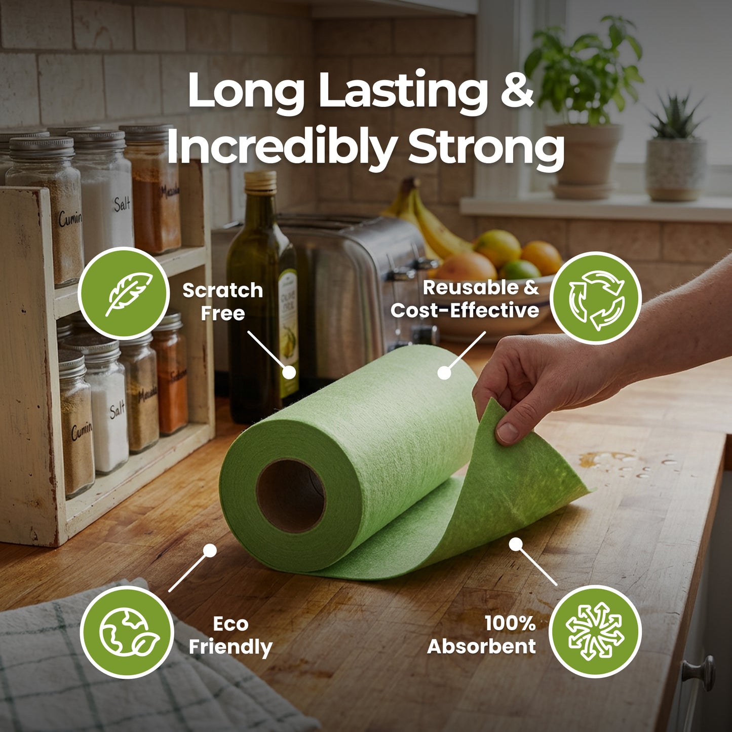 Eco-Friendly Bamboo Disposable Shop Towels Single Roll – Durable, Reusable & Sustainable
