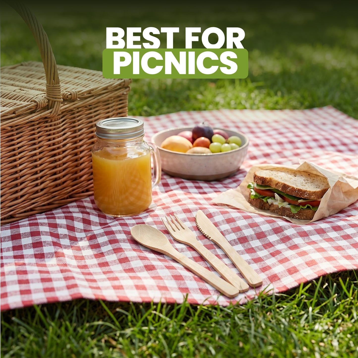 Bamboo Cutlery Set – Compostable Spoons, Forks & Knives for Events