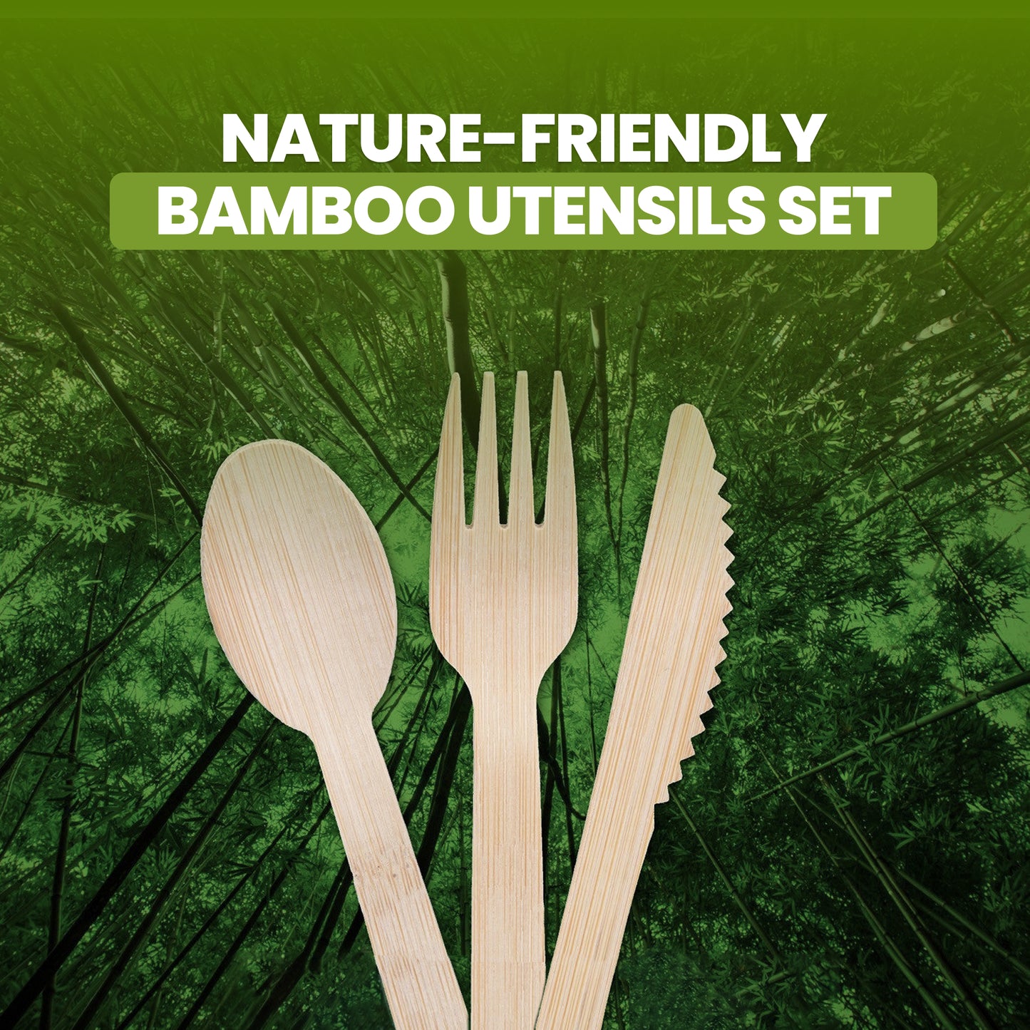 Bamboo Cutlery Set – Compostable Spoons, Forks & Knives for Events