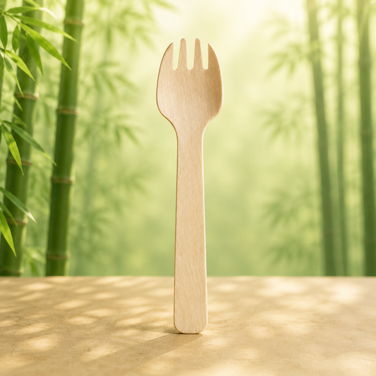 100-Pack Bamboo Disposable Sporks  – Compostable Eco-Friendly Cutlery Set for Parties, Events, and Catering (Unwrapped)