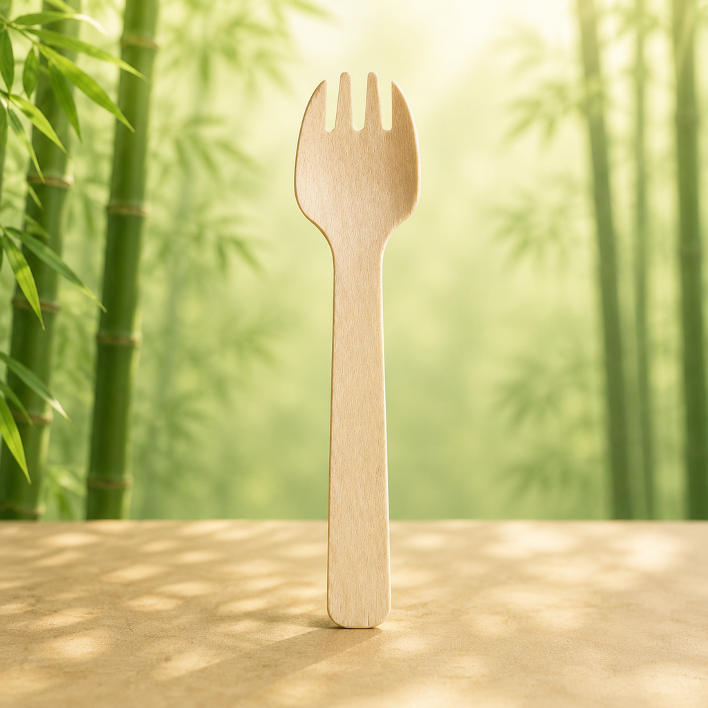 100-Pack Bamboo Disposable Sporks  – Compostable Eco-Friendly Cutlery Set for Parties, Events, and Catering (Unwrapped)