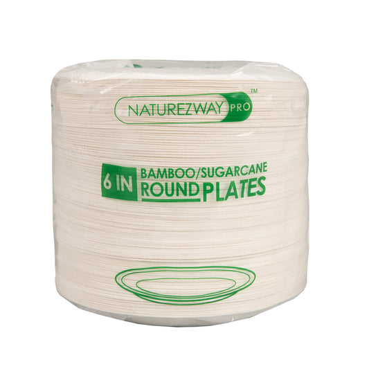 Eco-Friendly 125 Pack 6" Inch Bamboo Round Plates – Compostable & Sustainable