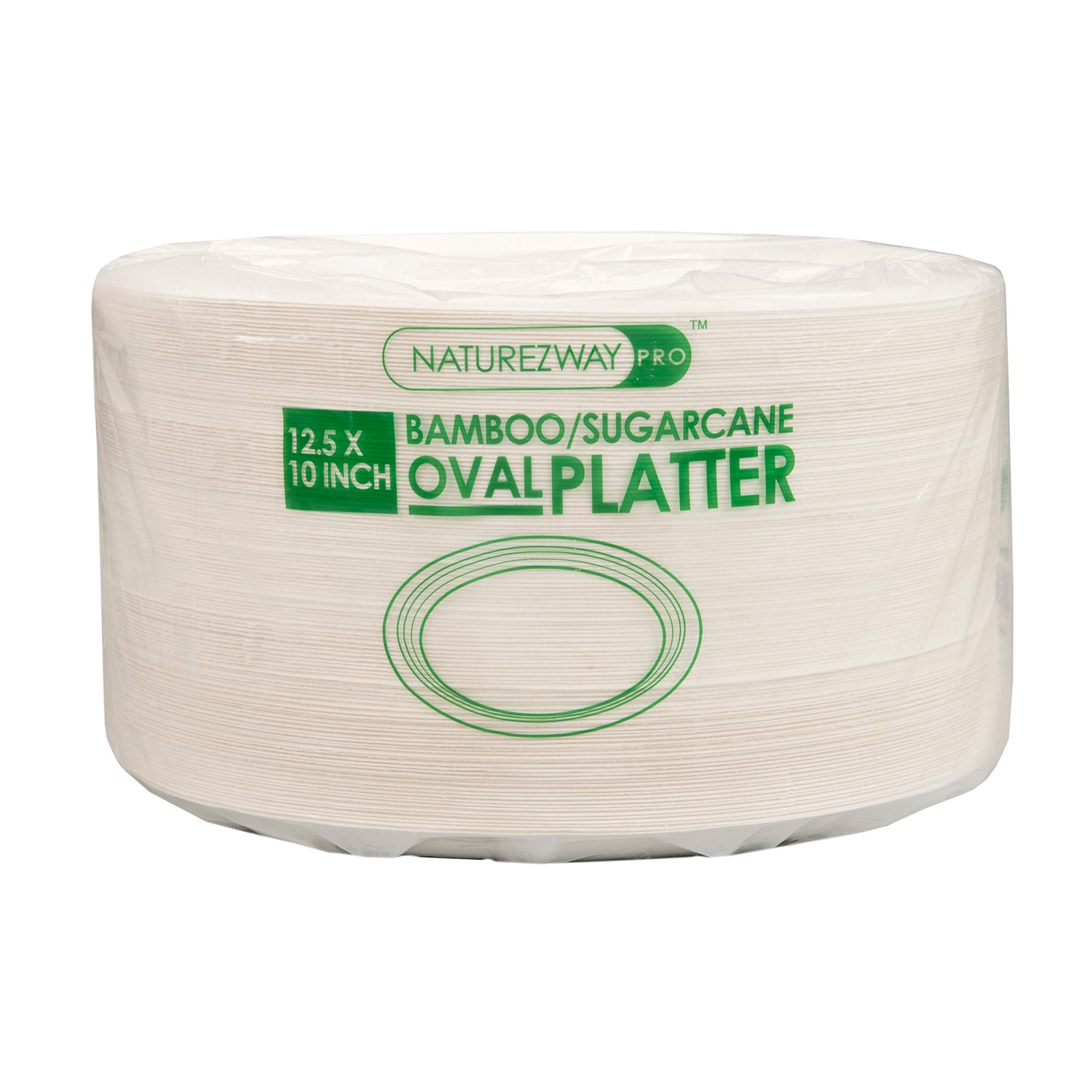 Eco-Friendly 125 PACK 12.5" x 10" Inch Bamboo Oval Plates 3 Comp – Compostable & Sustainable