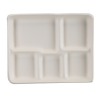 (125 PACK) 10.5"x 8.5” Inch Bamboo 5-Compartment Lunch Trays