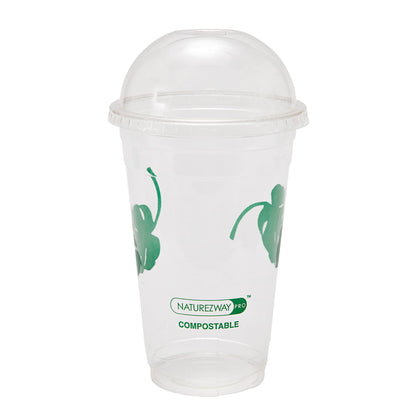 Eco-Friendly Naturezway Pro Domed Lids for 32 oz. Cold Cups | Eco Friendly, Biodegradable & Spill Resistant – Compostable & Sustainable