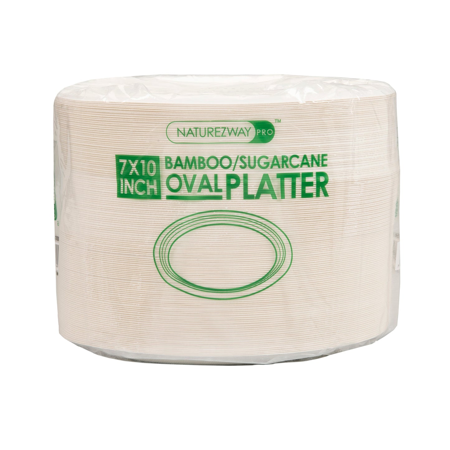 Eco-Friendly 125 PACK 7”x10" Inch Bamboo Round Platter – Compostable & Sustainable