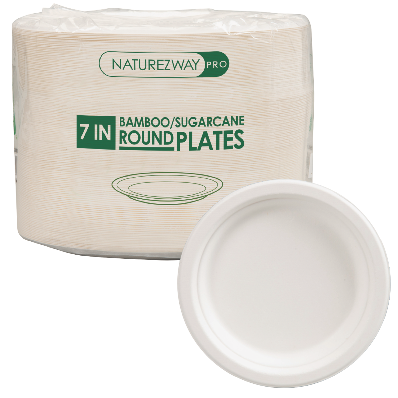 Eco-Friendly 125 Pack 7" Inch Bamboo Round Plates – Compostable & Sustainable