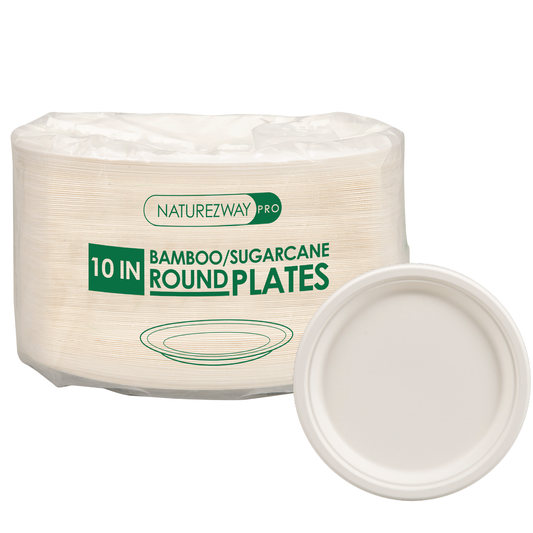 Eco-Friendly 125 PACK 10" Inch Bamboo Round Plates – Compostable & Sustainable