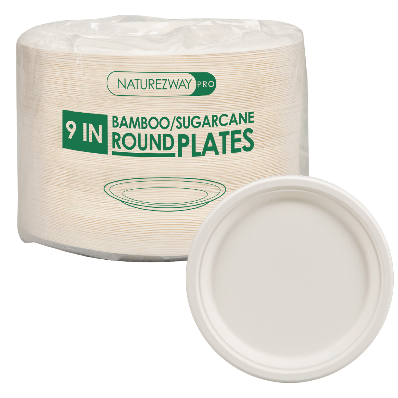 Eco-Friendly 125 PACK 9" Inch Bamboo Round Plates – Compostable & Sustainable