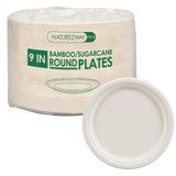 (125 PACK) 9" Inch Bamboo Round Plates