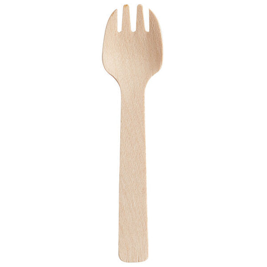 100-Pack Bamboo Disposable Sporks with Napkins – Compostable Eco-Friendly Cutlery Set for Parties, Events, and Catering (Unwrapped)