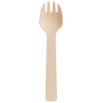 (100 PACK) Bamboo Disposable Spork With Napkin (Unwrapped)