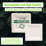 (125 PACK) 10” Inch Square Bamboo Plates