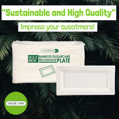 Eco-Friendly 125 PACK 10”x 5” Inch Sushi Plates – Compostable & Sustainable