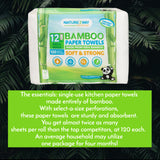 (12 Rolls) Bamboo Absorbent Paper Towels 120 Sheets Per Roll