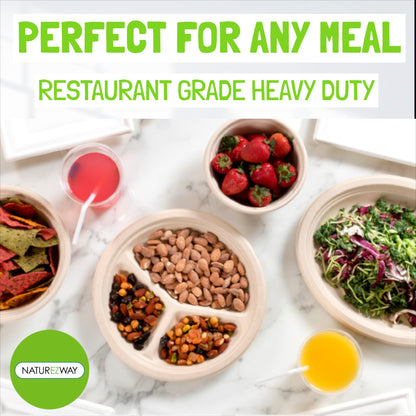 Eco-Friendly 125 PACK 9" Inch Bamboo Round Plates – Compostable & Sustainable
