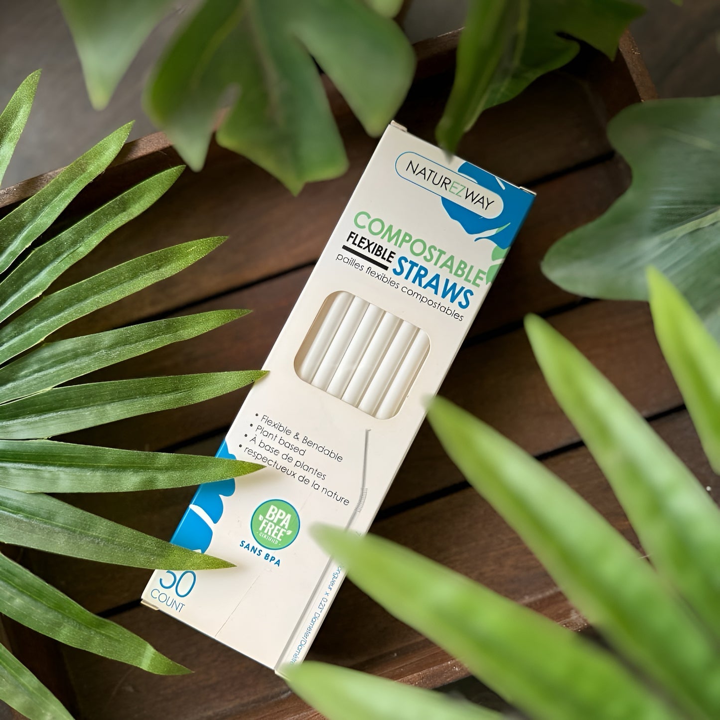 Eco-Friendly 50 PACK Compostable Flexible Straws – Compostable & Sustainable