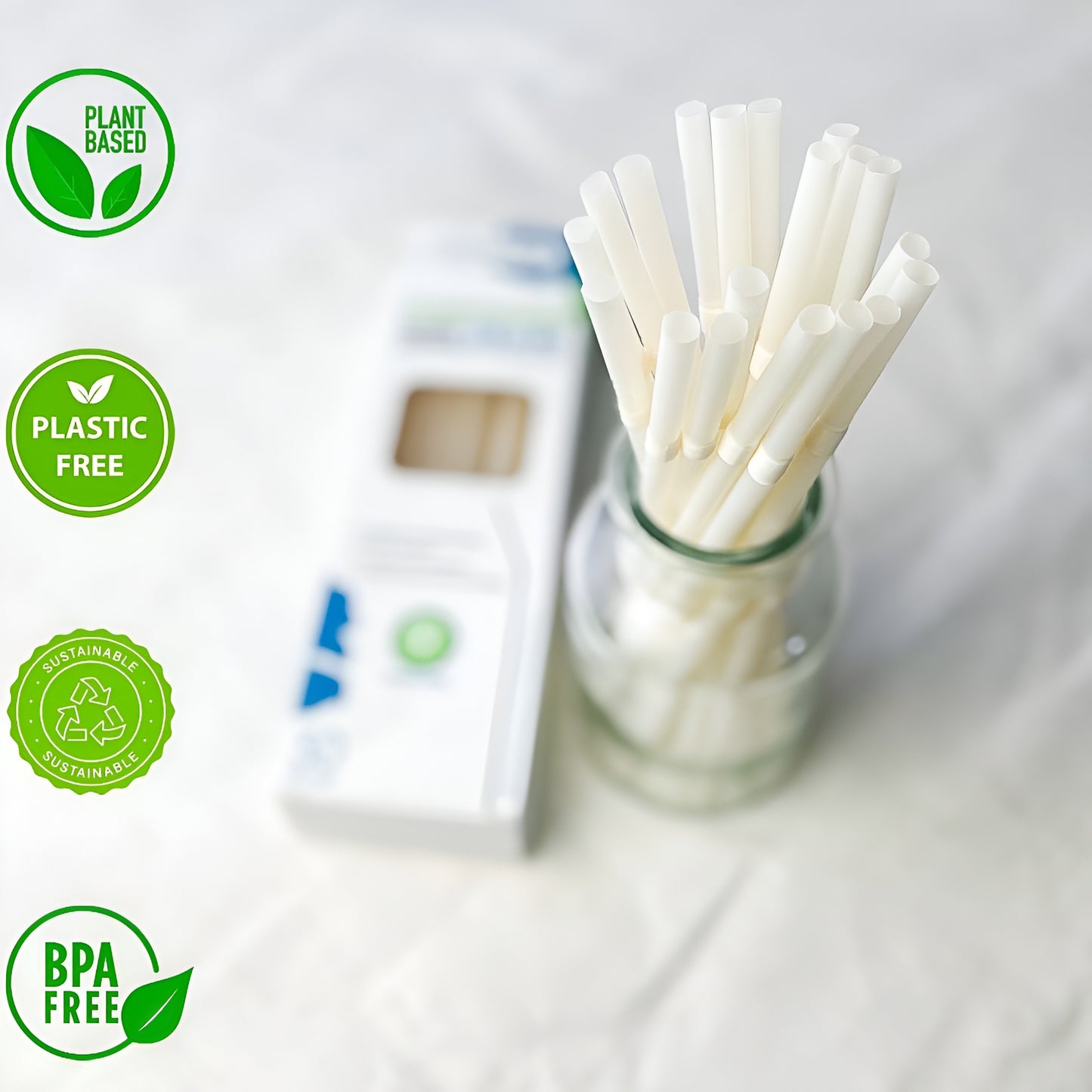 Eco-Friendly 50 PACK Compostable Flexible Straws – Compostable & Sustainable