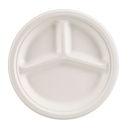 Eco-Friendly 125 PACK 9" Inch Bamboo Round Plates 3 Comp – Compostable & Sustainable