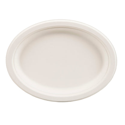 Eco-Friendly 125 PACK 7”x10" Inch Bamboo Round Platter – Compostable & Sustainable