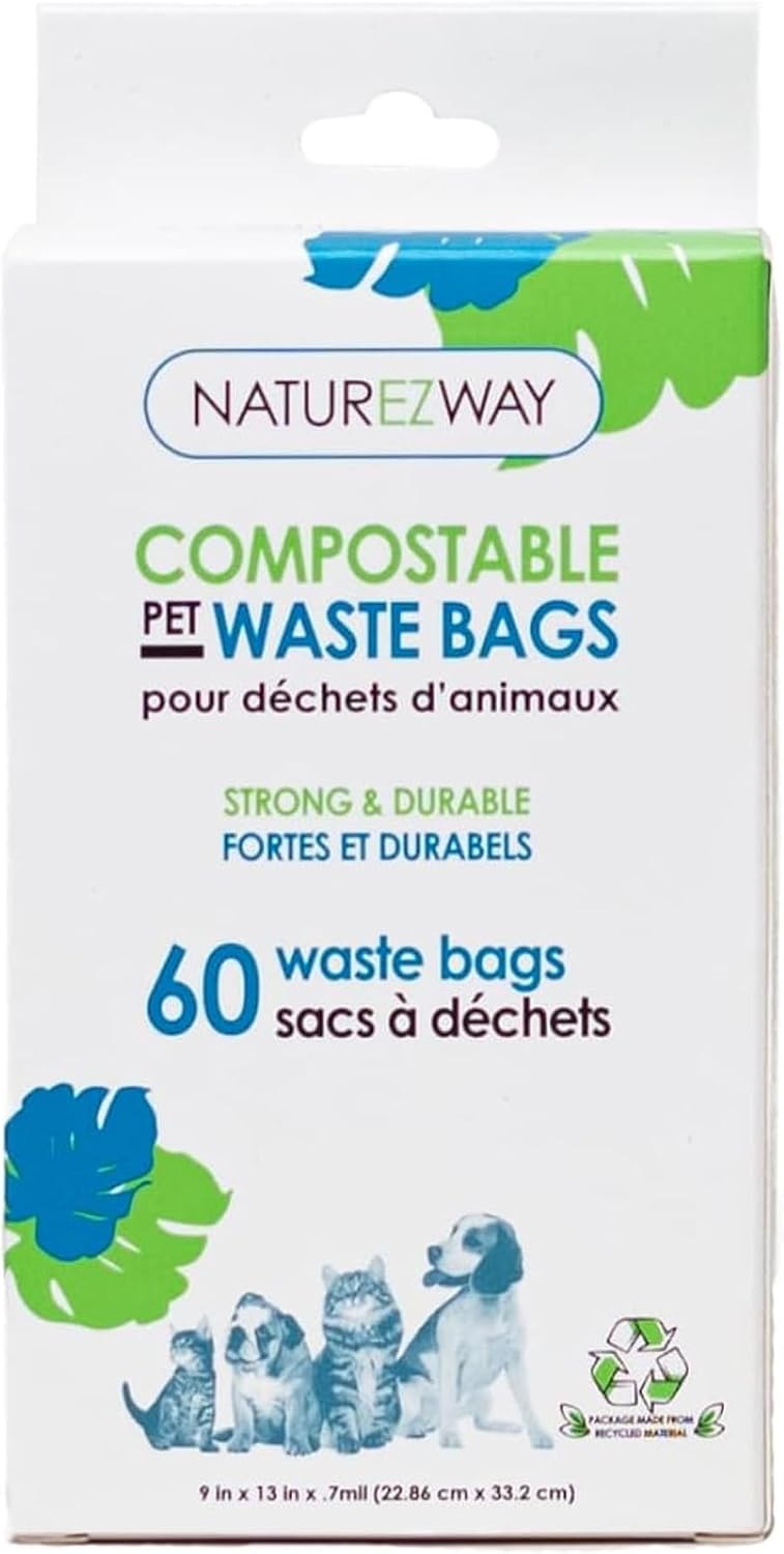 NatureZway's Eco-Friendly 60-Pack Compostable Pet Waste Bags: Keep Parks Clean, Pets Happy, and the Planet Green with Convenient, Sustainable Solutions for Responsible Pet Owners