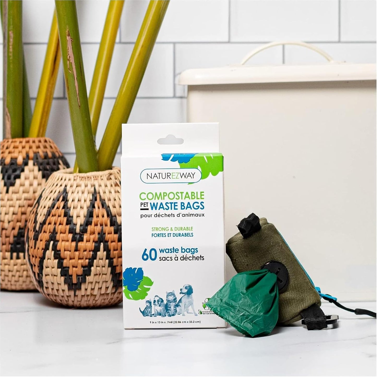 NatureZway's Eco-Friendly 60-Pack Compostable Pet Waste Bags: Keep Parks Clean, Pets Happy, and the Planet Green with Convenient, Sustainable Solutions for Responsible Pet Owners