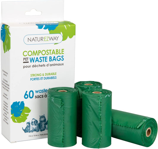 NatureZway's Eco-Friendly 60-Pack Compostable Pet Waste Bags: Keep Parks Clean, Pets Happy, and the Planet Green with Convenient, Sustainable Solutions for Responsible Pet Owners