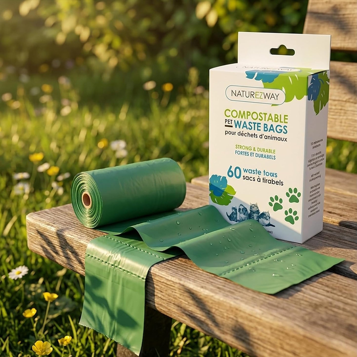NatureZway's Eco-Friendly 60-Pack Compostable Pet Waste Bags: Keep Parks Clean, Pets Happy, and the Planet Green with Convenient, Sustainable Solutions for Responsible Pet Owners